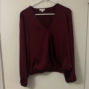 Eyeshadow Ribbed Wrap Blouse